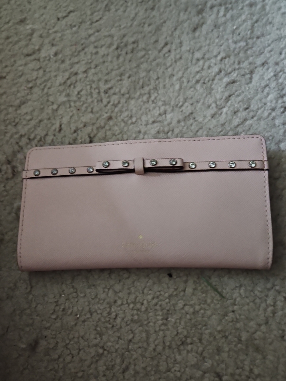 kate spade Pale Pink Studded Bow Continental Wallet